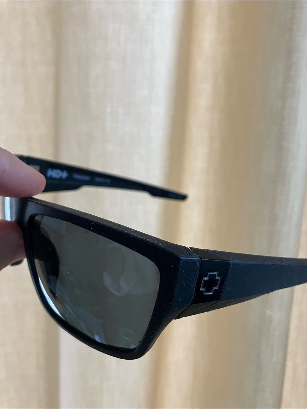 Spy Dirty MO2 Sunglasses with Cross Logo in black with greenish grey lenses